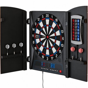 Dartboard in an open cabinet